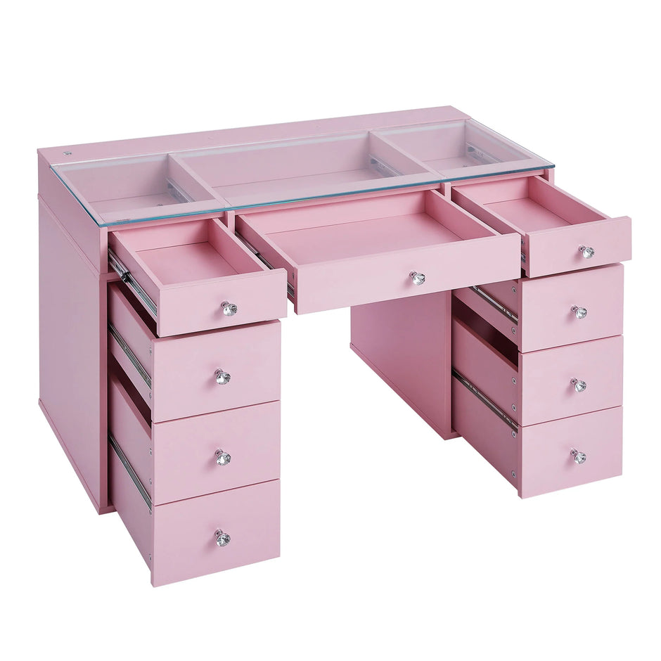 SlayStation Kids' Pink Vanity Table w/ LED Light