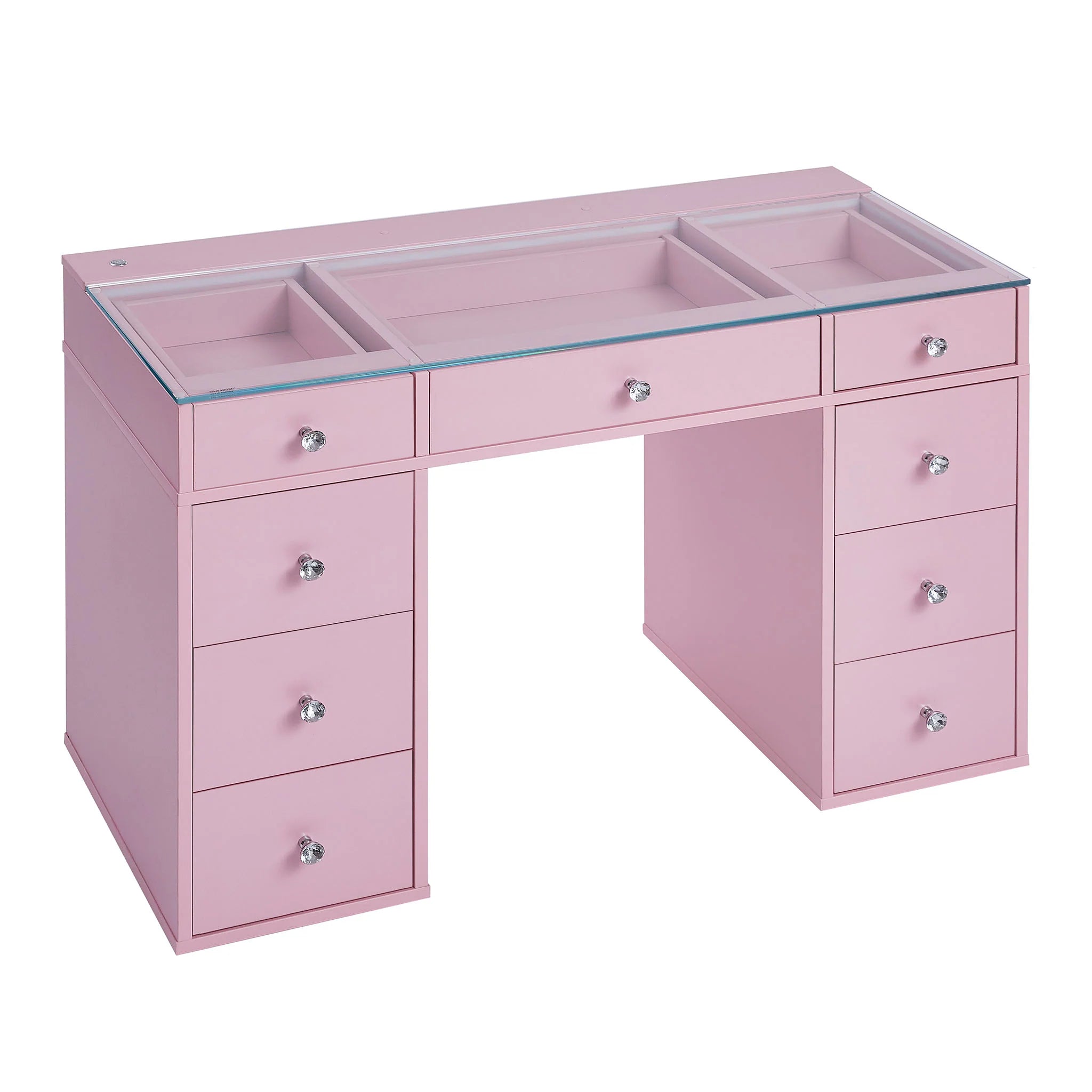SlayStation Kids' Pink Vanity Table w/ LED Light