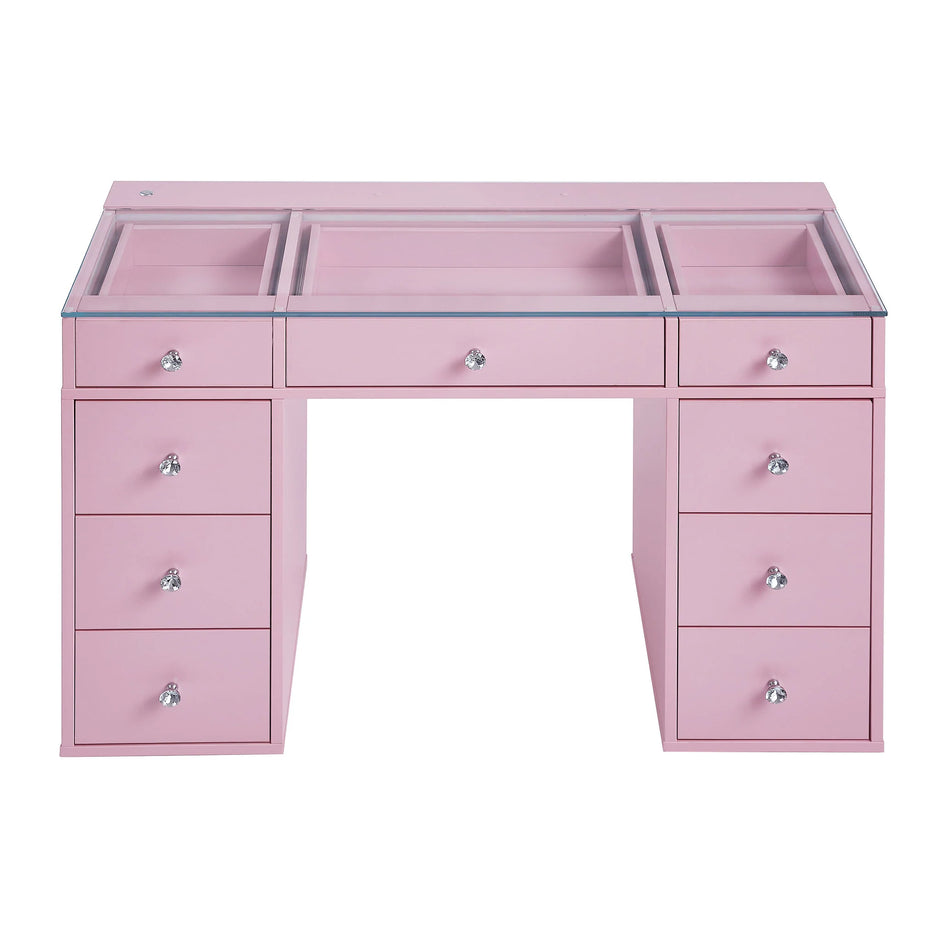 SlayStation Kids' Pink Vanity Table w/ LED Light
