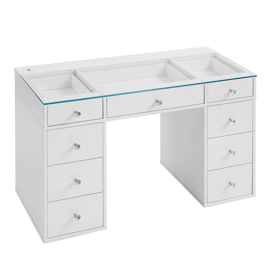 SlayStation Kids' White Vanity Table w/ LED Light