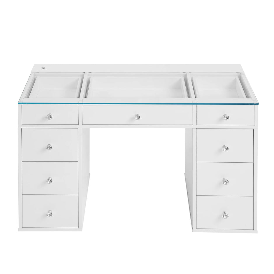 SlayStation Kids' White Vanity Table w/ LED Light
