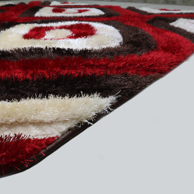 Alfombra Colibri Shaggy 3D Marrón-Rojo 151