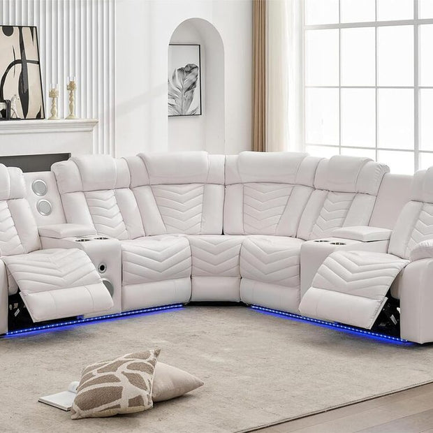 ACE27 White Reclining Sectional