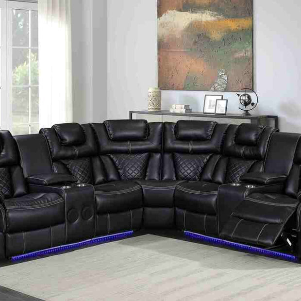 Alexa2023 Black Reclining Sectional