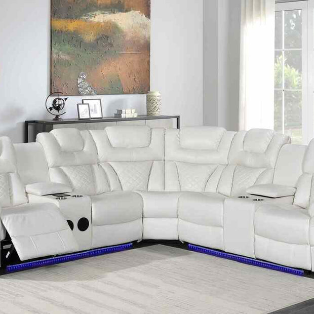 Alexa2023 White Reclining Sectional