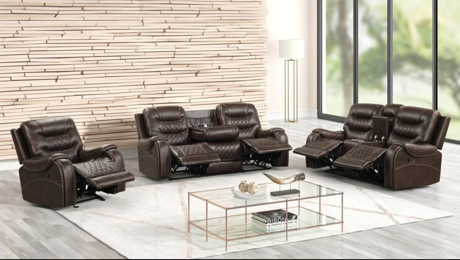 Ashley2002 Conjunto reclinable marrón extragrande