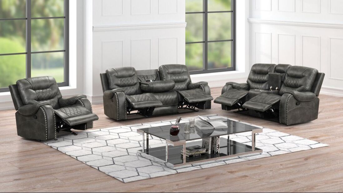 Ashley2003 Juego reclinable gris extragrande