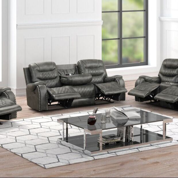 Ashley2003 Oversized Grey Reclining Set