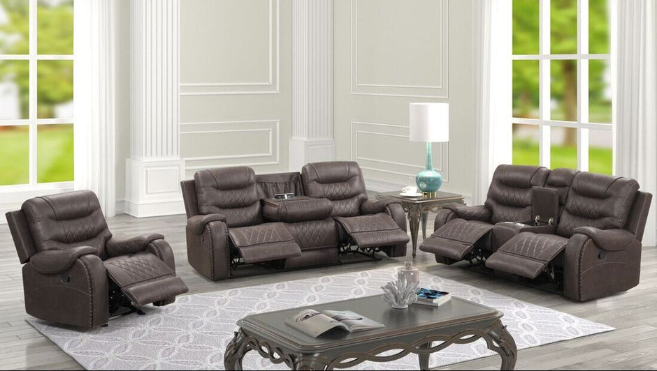 Ashley3002 Juego reclinable marrón extragrande
