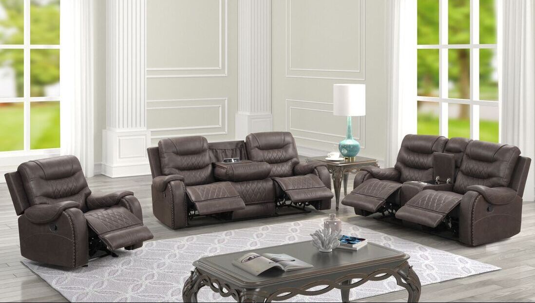 Ashley3002 Juego reclinable marrón extragrande