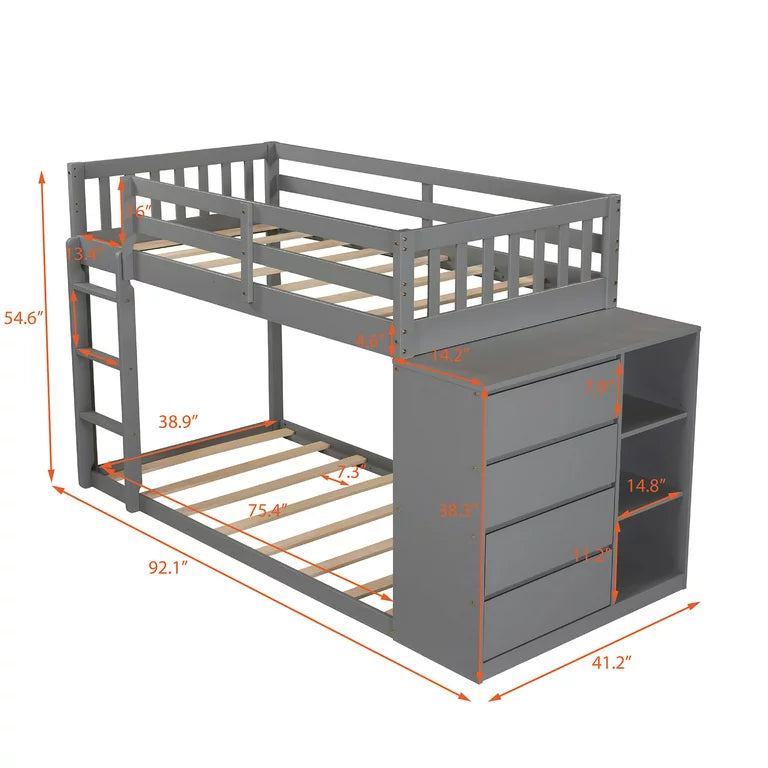 1600-TTDG Twin/Twin Misson Chest Bunkbed