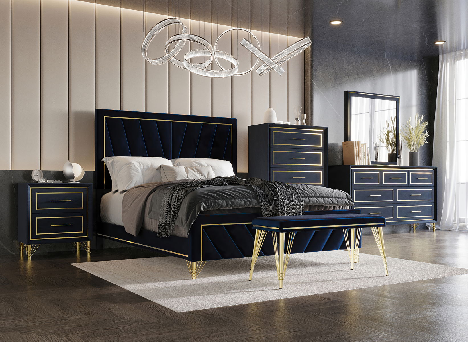 Gatsby Blue Bedroom Set