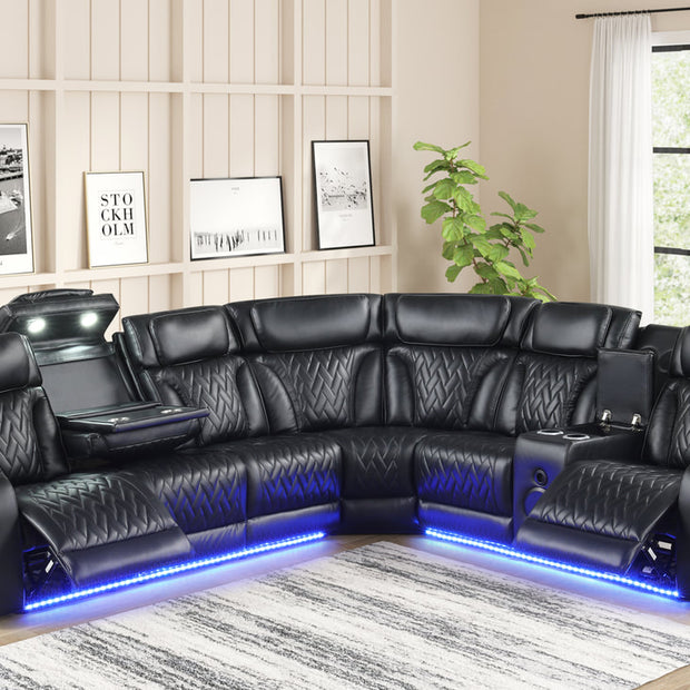 Barcelona Black Power Reclining Sectional