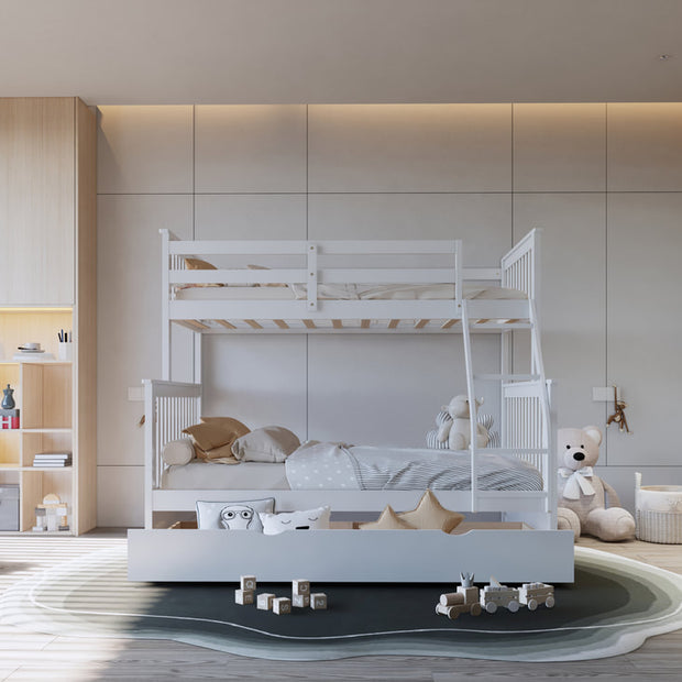 BB21 Twin/Full Bunk Bed w/Twin Trundle White