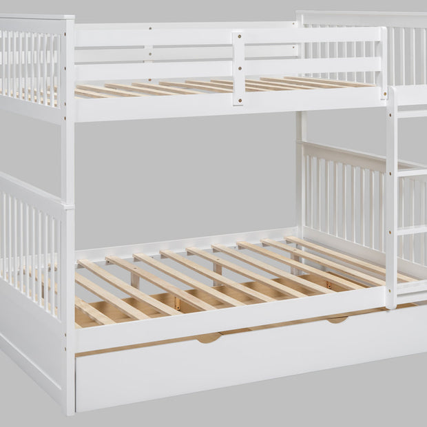 BB31 Full/Full Bunk Bed w/Twin Trundle White