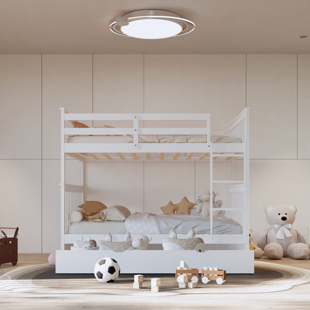BB31 Full/Full Bunk Bed w/Twin Trundle White