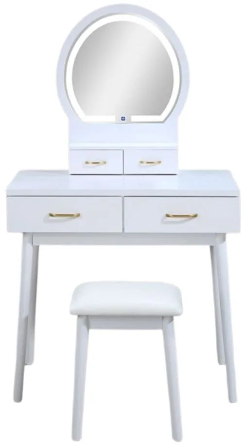 4905SET-WH CECILIA VANITY TABLE & STOOL-WHITE