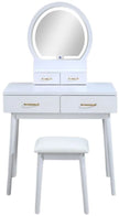 4905SET-WH CECILIA VANITY TABLE & STOOL-WHITE