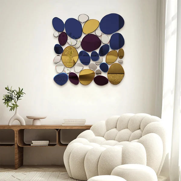Abstract Irregular Colorful Pebble Wall Mirror