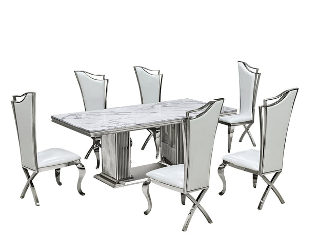 D6061 White Dining Table Set
