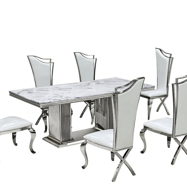 D6061 White Dining Table Set