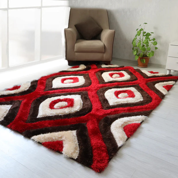 Colibri Shaggy 3D Brown-Red Area Rug 151