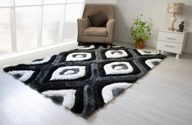 Alfombra Colibri Shaggy 3D gris-negro 151