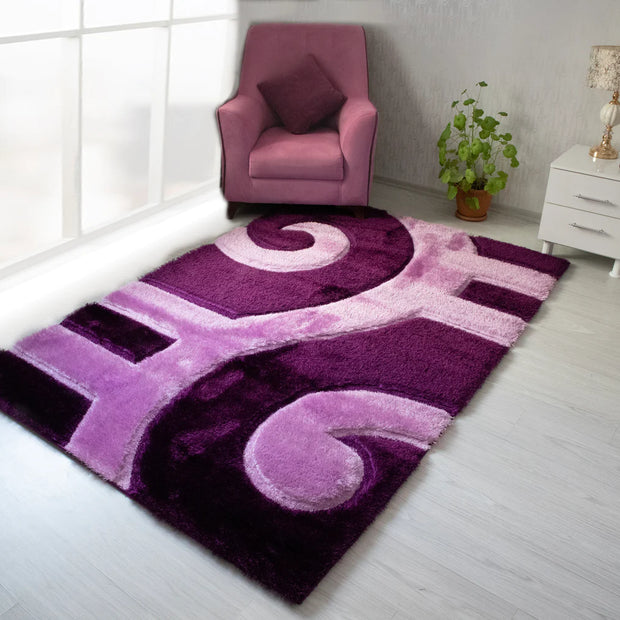 Colibri Shaggy 3D Purple Area Rug 999