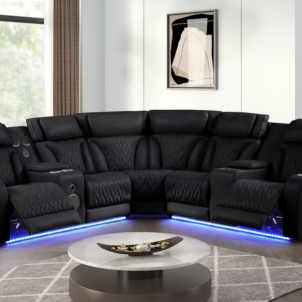 S2024 Skyline Black Recliner Sectional