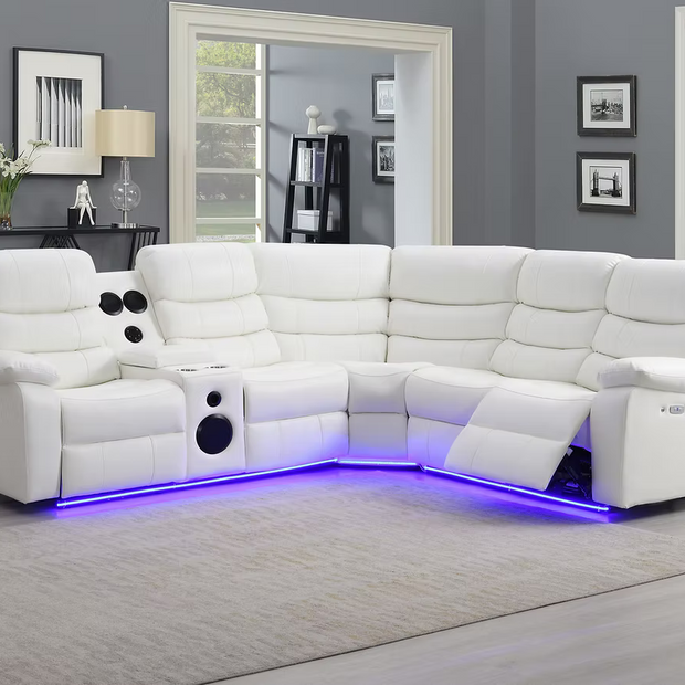 S8787 Sonic White Recliner Sectional