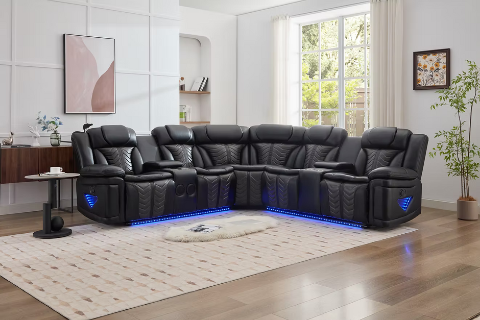 S2025 Innova Black Recliner Sectional