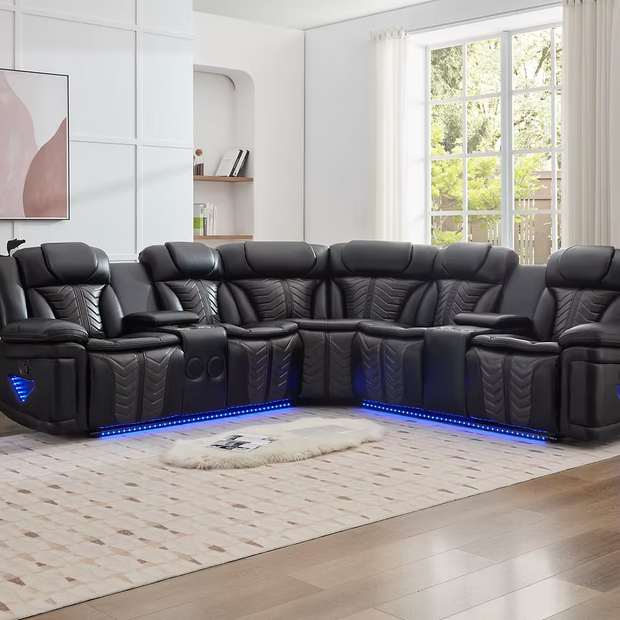 S2025 Innova Black Recliner Sectional