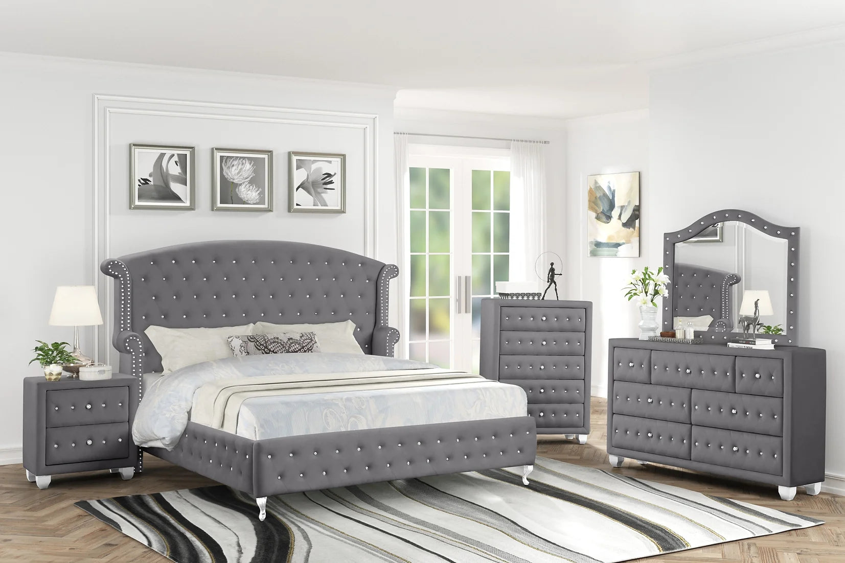 B2029 Olivia Grey Bedroom Set