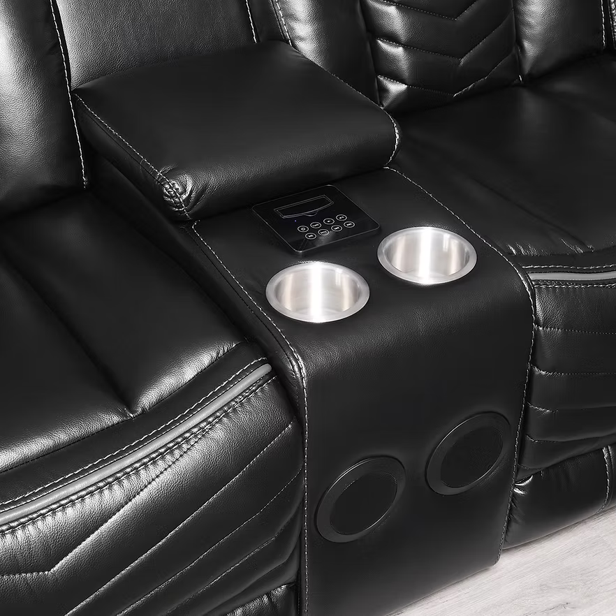 S2021 Lucky Charm Black Recliner Sectional
