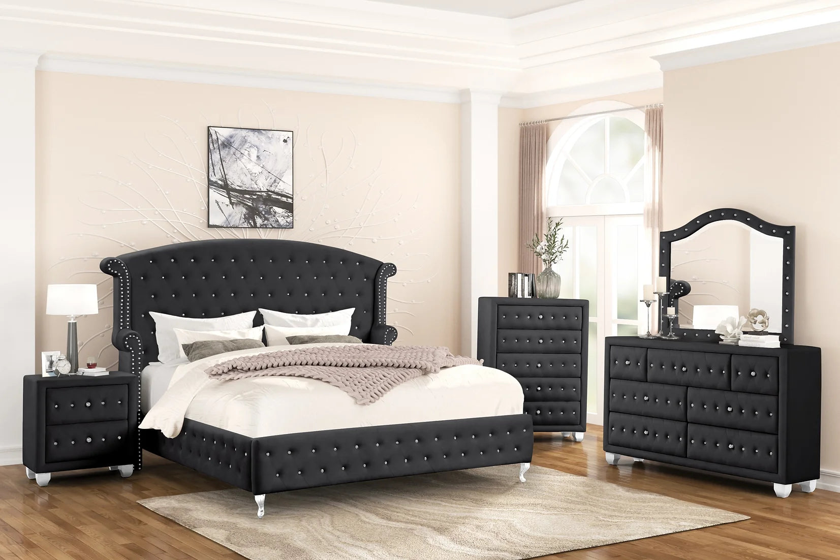 B2029 Olivia Black Bedroom Set
