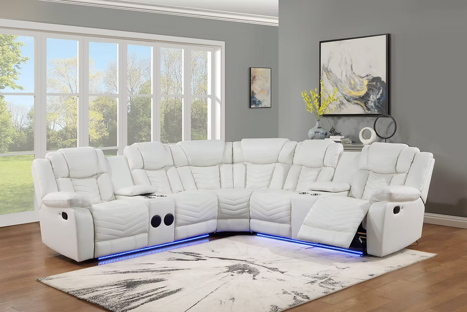 S2021 Lucky Charm White Recliner Sectional