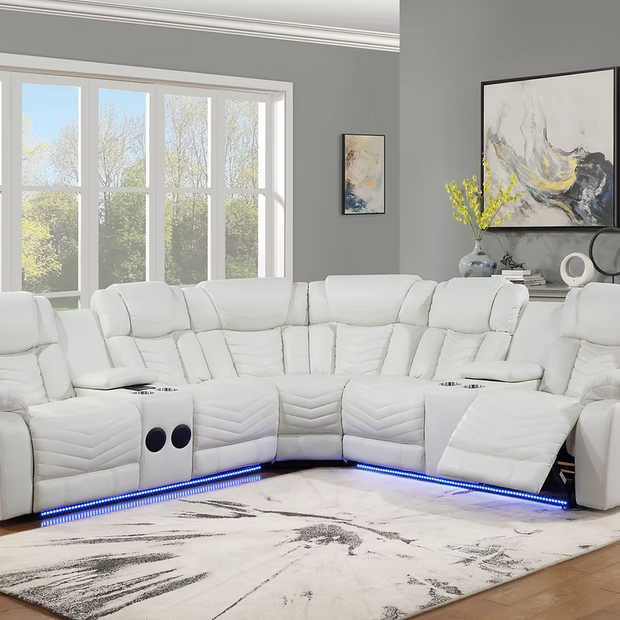 S2021 Lucky Charm White Recliner Sectional