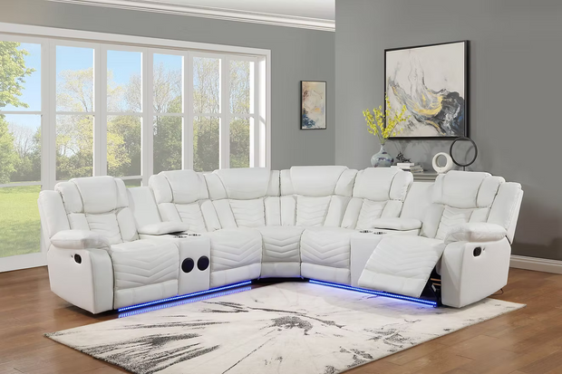 S2021 Lucky Charm White Recliner Sectional