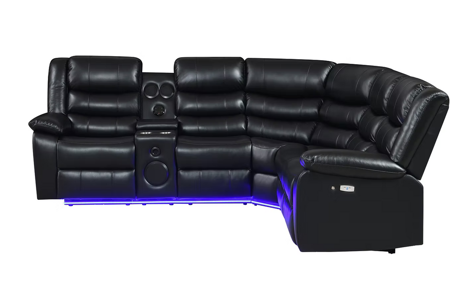 S8787 Sonic Black Recliner Sectional
