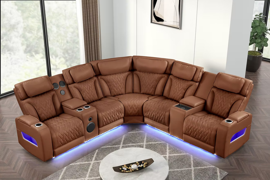 S2024 Skyline Brown Caramel Recliner Sectional