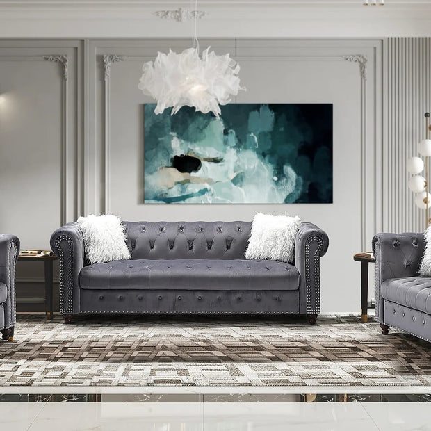 S8188 Blue Milan Sofa + Loveseat