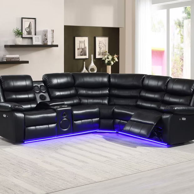 S8787 Sonic Black Recliner Sectional