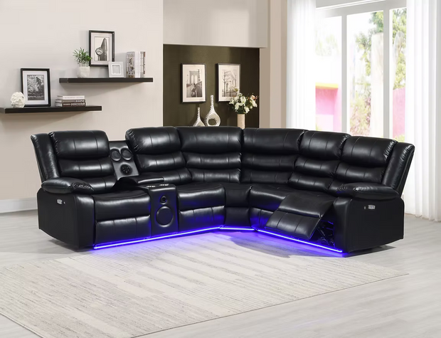 S8787 Sonic Black Recliner Sectional