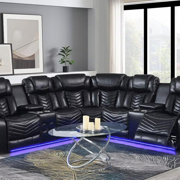 S2021 Lucky Charm Black Recliner Sectional