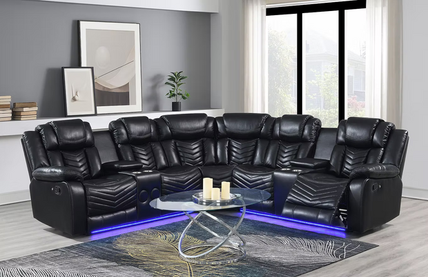 S2021 Lucky Charm Black Recliner Sectional