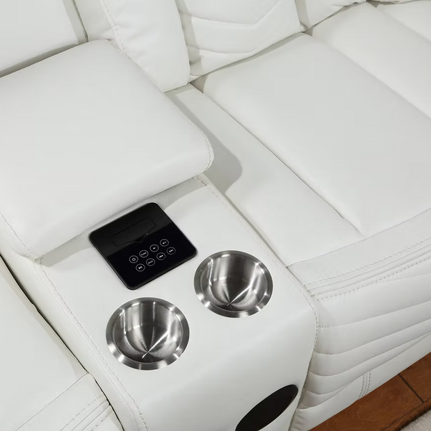 S2021 Lucky Charm White Recliner Sectional