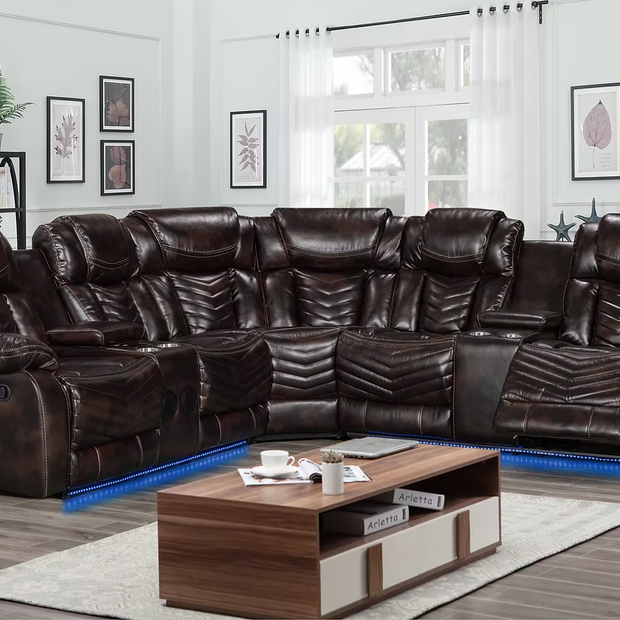 S2021 Lucky Charm Brown Recliner Sectional