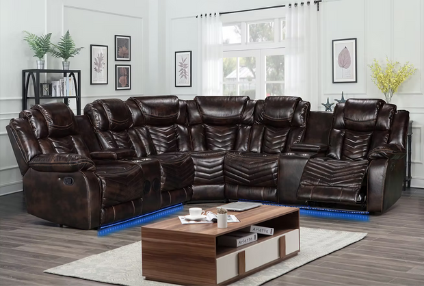 S2021 Lucky Charm Brown Recliner Sectional