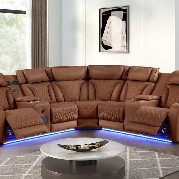 S2024 Skyline Brown Caramel Recliner Sectional