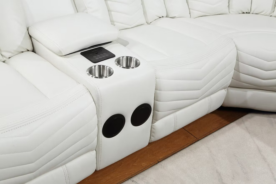 S2021 Lucky Charm White Recliner Sectional